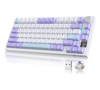 YINDIAO ATTACK SHARK X820 Ultra Gasket Clavier Mécanique avec écran TFT et Knob, Disposition ANSI 75%, 2,4GHz/BT/Filaire, 5 Mousses Insonorisantes, Hot-Swap, pour PC, MAC (Violet, Cadeau Switch)