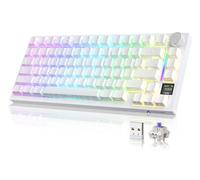 YINDIAO ATTACK SHARK X820 Ultra Gasket Clavier Mécanique avec écran TFT et Knob, Disposition ANSI 75%, 2,4GHz/BT/Filaire, 5 Mousses Insonorisantes, Hot-Swap, pour PC, MAC (Blanc, Cadeau Switch)