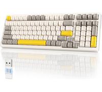YINDIAO K96 Clavier Mécanique Sans Fil,Bluetooth/2.4GHz Sans Fil,Récepteur de Type C/USB A 2-in-1,échange à Chaud,Clavier de Jeu Compact à 100 Touches Avec Pavé Umérique,Interrupteur Rouge,pour PC,Mac