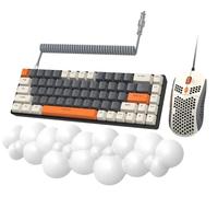YINDIAO T8 60% Clavier de Jeu Mécanique,éclairage RVB,Disposition TKL Compacte,Interrupteur Marron,Souris de Jeu RVB en Nid d'abeille,Nuage Doux Confort Repose-Poignet,Câble Spiralé USB-C,pour PC PS4