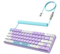 YINDIAO T8 Clavier de Jeu Mécanique à 60%,Clavier Filaire à Disposition Compacte TKL à 68 Touches,18 RVB Rétroéclairé,Commutateur Bleu,Anti-ghosting,Câble USB-C Spiralé Pro, pour PC,Mac,PS4 -Lavande