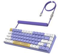 YINDIAO T8 Clavier de Jeu Mécanique à 60%,Disposition Compacte TKL à 68 Touches,18 RVB Rétroéclairé,Commutateur Bleu,Anti-ghosting,Câble USB-C Spiralé Pro, pour PC,Mac,PS4 -Violet