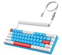 YINDIAO T8 Mini clavier de jeu 60 %, 68 touches avec rétroéclairage RVB 18 chroma, interrupteur bleu, câble de clavier spiralé USB C, pour PC, ordinateur portable, Mac, PS4, XBOX-Bleu