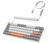 YINDIAO ZIYOULANG T8 Clavier de Jeu 60% Mini Mécanique Filaire Compact 68 Touches, Rétroéclairage 18 Chroma RVB, Interrupteur Rouge, Câble Spiralé USB C, pour PC/Mac - Gris Clair