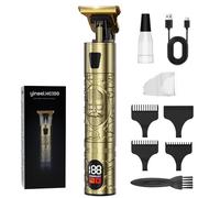 Yineel HC100 Tondeuse Barbe Homme, Tondeuse Cheveux Hommes, Rasoir Electriques Hommes, Charge Rapide Type-C, Précision Zéro avec Lame en T et Écran LCD, Cadeau Homme (Or)