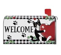 YINENA Housse de boîte aux lettres magnétique pour Saint-Valentin, motif chat amour cœur, taille standard, 53,3 x 45,7 cm, décoration de jardin, cour, maison