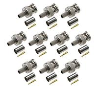YINETTECH 10 ensembles Connecteurs à Sertir BNC avec Broche Centrale en Laiton pour Adaptateur de Câble Coaxial RG59 RG62 Prise de Câble Coaxial Caméra Mâle Jack 50 Ohm