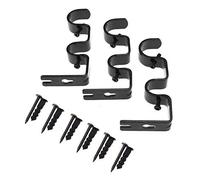 YINETTECH 3pcs Noir Double Pôle Tringle À Rideau Mural Support Crochets Kit avec Vis 1 Pouce Réglable Fenêtre Chambre Décoration