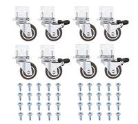 YINETTECH 8pcs 25mm Roulettes Pivotantes avec Frein Roulette à Plaque de Montage en L Roulement à Billes Roue Pivotante Pas de Bruit pour Meuble Jardinière Berceaux Coiffeuse