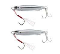 YINETTECH Lot de 2 Leurres de Pêche en Métal avec Hameçons Triples 40 G pour Maquereau Morue Bar Pêche en Eau Douce en Mer Chromé