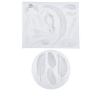 YINETTECH Lot de 2 moules en silicone en forme de plume rétro avec différentes formes créatives en silicone avec motifs de plumes pour la décoration