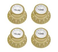 YINETTECH Lot de 4 boutons de contrôle de volume compatibles avec Fender compatibles avec Bourns compatible avec Paul, 2 boutons de volume et 2 boutons de tonalité dorés