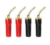 YINETTECH Lot de 4 connecteurs banane 2 mm 49 x 7,5 mm en silicone tressé pour fil de haut-parleur, récepteurs AV, amplificateurs, son surround - Rouge et noir
