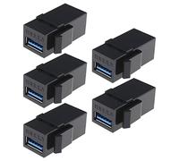 YINETTECH Lot de 5 adaptateurs Keystone USB 3.0 Femelle vers Femelle USB 3.0 A Keystone Jack Insert Coupleur Adaptateur pour Plaque Murale Panneau de Brassage Surface Box Noir
