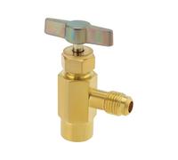 YINETTECH Ouvre-Bouteille de Vanne de Réfrigérant R600a en Laiton Filetage Femelle 7/16" vers Filetage Mâle 1/4" SAE Adaptateur de Robinet Auto-obturant pour Réfrigérant de Climatisation