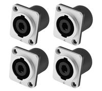 YINETTECH Speakon Lot de 4 connecteurs à 4 pôles femelles carrées en métal compatibles avec Neutrik Speakon NL4MP NL4MPR NL4FC