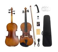 Yinfente 4/4 Violon électrique et acoustique pleine taille, 4 cordes, épicéa et érable pour étudiants, enfants, débutants, étui rigide en bois brésilien, câble, chiffon de nettoyage (café)