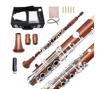 Yinfente Clarinette B-Flat en bois de rose avec clés plaquées argent, étui de 17 touches + anches + coussinets pour clarinette professionnelle et intermédiaire