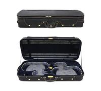 yinfente Étui pour violon double en bois avec sangle arrière réglable et 4 supports pour archet, rembourrage Thinck (double étui pour violon)