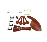 Yinfente Kit de pièces pour violon 4/4 - Accessoires pour violon pleine taille - Cheville en séquoia naturel - Cordier - Accordeur fin, menton, pince d'extrémité (4/4-séquoia)