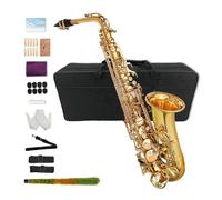 Yinfente - Saxophone Alto Mi Bémol pour débutants adultes, saxophone étudiant, kit complet avec anches, coussinets, étui de transport rigide, chiffon et tige de nettoyage, bec, gants, sangle de cou