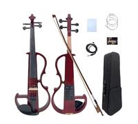 Yinfente Violon électrique 4/4 pleine grandeur silencieux, 4 cordes, accessoires en ébène, pour débutants, étudiants, avec étui, nœud, appui-tête