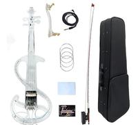 Yinfente Violon électrique 4/4 pleine taille corps en acrylique transparent LED lumière LED trois couleurs étui à archet transparent violon épaulière cordes supplémentaires pour débutant