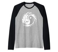 Ying Yang Flow State Aquarelle de méditation Tai Chi Homme Femme Manche Raglan