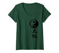 Ying Yang Tai Chi Chuan Graphic T-Shirt avec Col en V