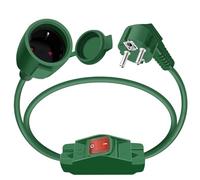 YINGAYOU Cable D'extension Schuko Court avec Interrupteur 16A 250V Rallonge Schuko Courte avec Interrupteur Prise IP44 pour Usage Extérieur ou Intérieur (Vert, 1 m)