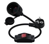 YINGAYOU Cable D'extension Schuko Court avec Interrupteur 16A 250V Rallonge Schuko Courte avec Interrupteur Prise IP44 pour Usage Extérieur ou Intérieur (Noir, 0.5 m)