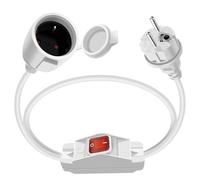 YINGAYOU Cable D'extension Schuko Court avec Interrupteur 16A 250V Rallonge Schuko Courte avec Interrupteur Prise IP44 pour Usage Extérieur ou Intérieur (Blanc, 1 m)