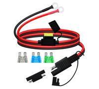YINGAYOU Connecteur SAE Batterie Moto 10AWG 30A SAE vers O Ring 8mm 12V 24V avec Fusibles pour Moto, Solar Panel, Voiture, Bateau (10AWG + Fusible, 0.6 m)