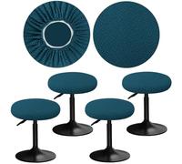YINGAYOU Housse Tabouret Rond 30-40cm Protege Tabouret Rond Lavable Doux Et élastique, Facile à Installer Infroissable, Durable Anti Poussière, Couleurs Riches (4, Bleu Paon)