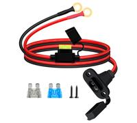 YINGAYOU Paroi Latérale Prise de Courant SAE avec Joint Torique 8mm Connecteur Batterie SAE à Joint Torique 12AWG 12V 24V avec Fusible Intégré, pour Recharger Les Motos, Tracteurs et Voitures (1 m)