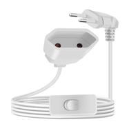 YINGAYOU Rallonge Electrique Euro avec Interrupteur 2.5A 250V 625W Cable Alimentation Euro 2x0.75 mm² 90 Degrés Rallonge Câble Euro, pour Une Utilisation en Intérieur PC, TV, Moniteur (Blanc, 3m)