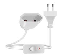 YINGAYOU Rallonge Electrique Euro avec Interrupteur 2.5A 250V 625W Rallonge Euro avec Interrupteur Cable Alimentation Euro 2x0.75 mm² pour Une Utilisation en Intérieur PC,TV, Moniteur (Blanc, 1m)
