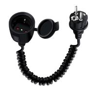 YINGAYOU Rallonge Electrique Spirale Extensible 16A 250V Rallonge Schuko Cable Spirale Prise IP44 pour Usage Extérieur ou Intérieur, à la Maison, au Bureau (Noir, 0.6-1.5 m)