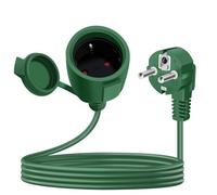 YINGAYOU Rallonge Schuko Cable Courte 16A 250V Câble D'extension Schuko Court Coudée 2 AC Prise IP44 pour Utilisation Extérieure ou Intérieure (Vert, 3 m)