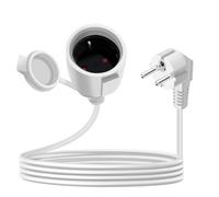 YINGAYOU Rallonge Schuko Cable Courte 16A 250V Câble D'extension Schuko Court Coudée 2 AC Prise IP44 pour Utilisation Extérieure ou Intérieure (Blanc, 3 m)