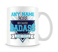 YINGD Boss Mug Badass Tasse personnalisée avec prénom Bleu