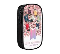 YINGD BTS Trousse à crayons Love Yourself grande capacité avec double fermeture éclair World Tour Jimin Suga V Jungkook RM Trousse à crayons Trousse de papeterie de bureau Trousse à cosmétiques Wi