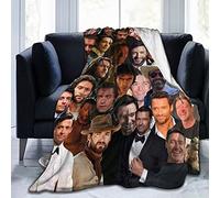 YINGD Cette couverture en flanelle légère et polyvalente Hugh Jackman vous donne un look diversifié et est parfaite pour n'importe quel lit, canapé, dortoir, bureau, camping, voyage
