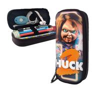 YINGD Chucky Season Trousse à crayons en cuir marron pour fournitures scolaires et de bureau pour enfants, adolescents et adultes, Noir , 21x10.5x5cm, Organiseur de sac