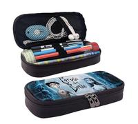 YINGD Corpse Bride Trousse à crayons en cuir marron pour fournitures scolaires et de bureau pour enfants, adolescents et adultes, Noir , 21x10.5x5cm, Organiseur de sac