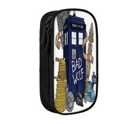 YINGD Doctor Who The Animated Series Trousse à crayons pour camping Essentials - Tissu Oxford imperméable avec fermeture éclair pour allumettes, stylos, cartes