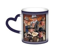 YINGD John Mug Wayne Tasse à changement de couleur - Nuit étoilée - Tasse sensible à la chaleur - Avec boîte cadeau - Pour anniversaire, bureau - En céramique - 355 ml - Bleu