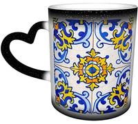 YINGD Mug en céramique traditionnel portugais azulejo avec carreaux sensibles à la chaleur changeant de couleur dans le ciel