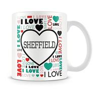 YINGD Mug personnalisé avec inscription « I Love Sheffield » (Ajouter une photo)