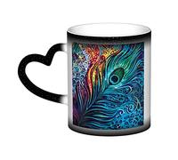 YINGD Tasse à café en céramique à changement de chaleur Motif paon 325 ml